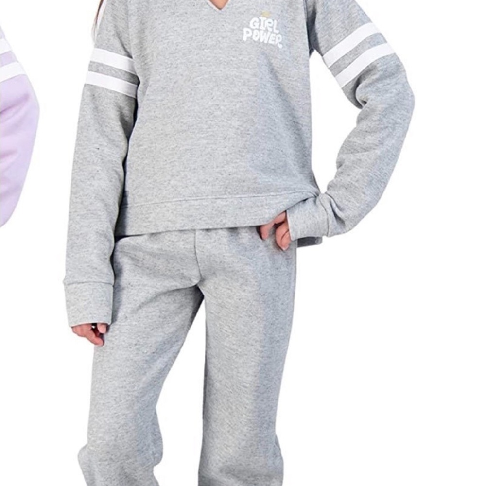 Gray 'Girl Power' Sweatshirt and Pants Set